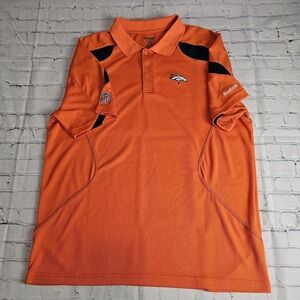Reebok Denver‎ Broncos Polo Shirt Mens XL Play Dry Embroidered NFL Flaw Orange